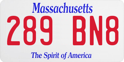 MA license plate 289BN8