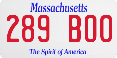 MA license plate 289BO0