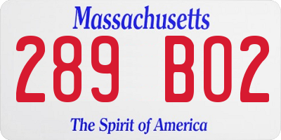MA license plate 289BO2