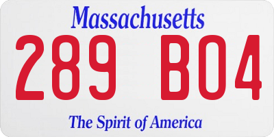 MA license plate 289BO4
