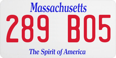 MA license plate 289BO5