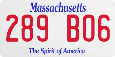 MA license plate 289BO6
