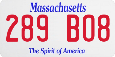 MA license plate 289BO8