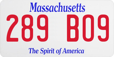 MA license plate 289BO9