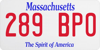MA license plate 289BP0