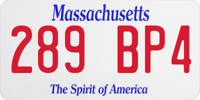 MA license plate 289BP4