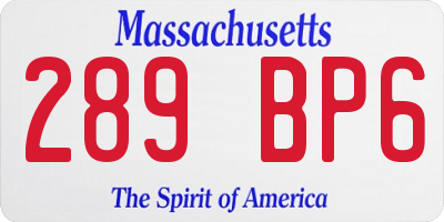MA license plate 289BP6