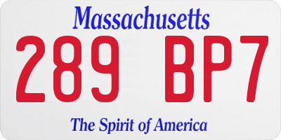 MA license plate 289BP7