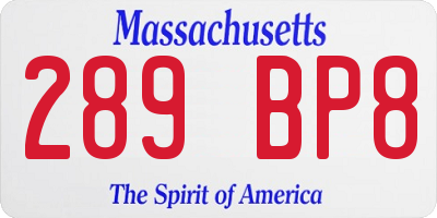 MA license plate 289BP8