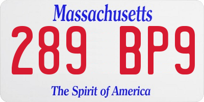 MA license plate 289BP9