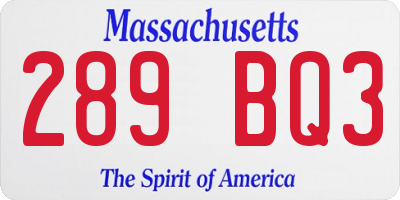 MA license plate 289BQ3