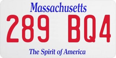 MA license plate 289BQ4