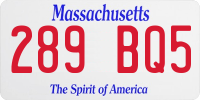 MA license plate 289BQ5
