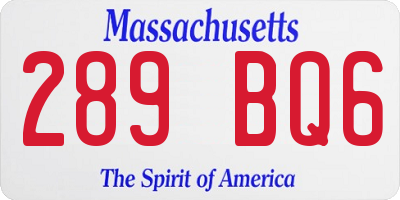 MA license plate 289BQ6