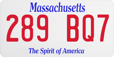 MA license plate 289BQ7