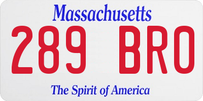 MA license plate 289BR0