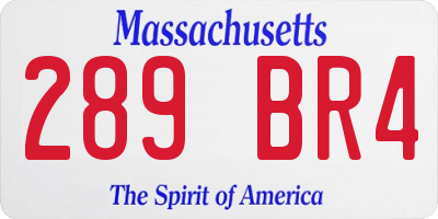 MA license plate 289BR4