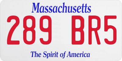 MA license plate 289BR5