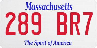 MA license plate 289BR7