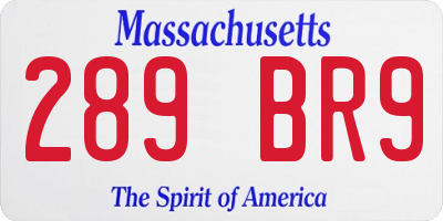 MA license plate 289BR9