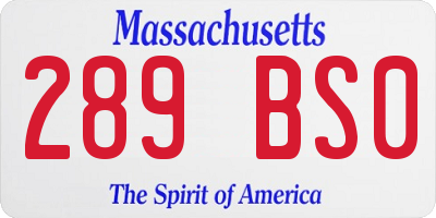 MA license plate 289BS0