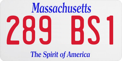 MA license plate 289BS1