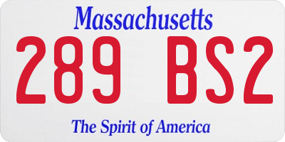 MA license plate 289BS2