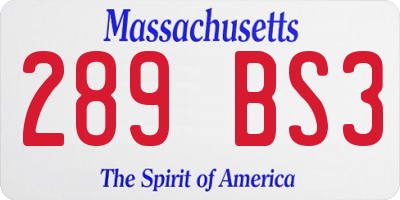 MA license plate 289BS3