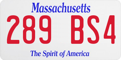 MA license plate 289BS4