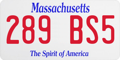 MA license plate 289BS5