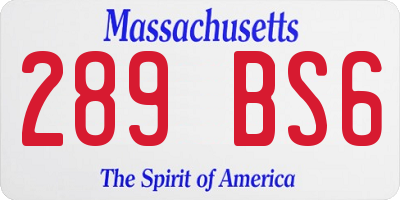 MA license plate 289BS6