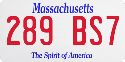 MA license plate 289BS7