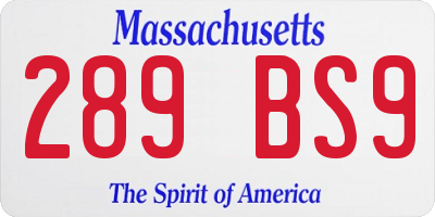 MA license plate 289BS9