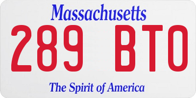 MA license plate 289BT0