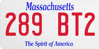 MA license plate 289BT2