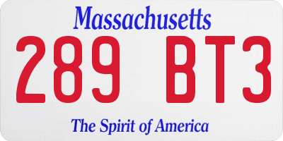 MA license plate 289BT3