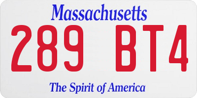 MA license plate 289BT4