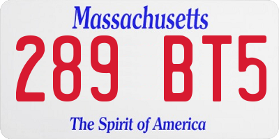 MA license plate 289BT5
