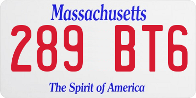 MA license plate 289BT6