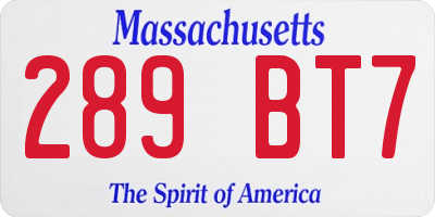 MA license plate 289BT7