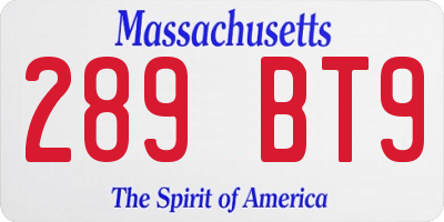 MA license plate 289BT9