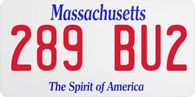 MA license plate 289BU2