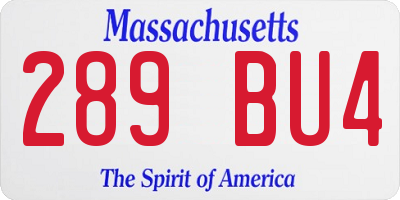 MA license plate 289BU4