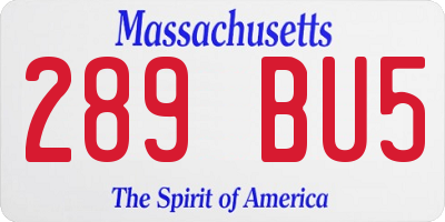 MA license plate 289BU5