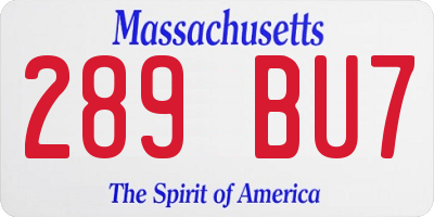 MA license plate 289BU7
