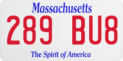 MA license plate 289BU8