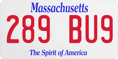 MA license plate 289BU9