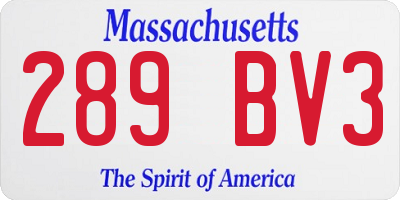MA license plate 289BV3