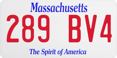 MA license plate 289BV4