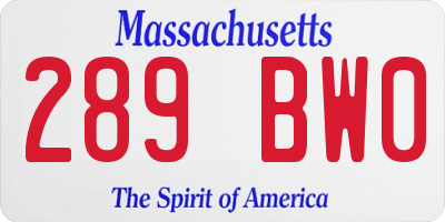 MA license plate 289BW0